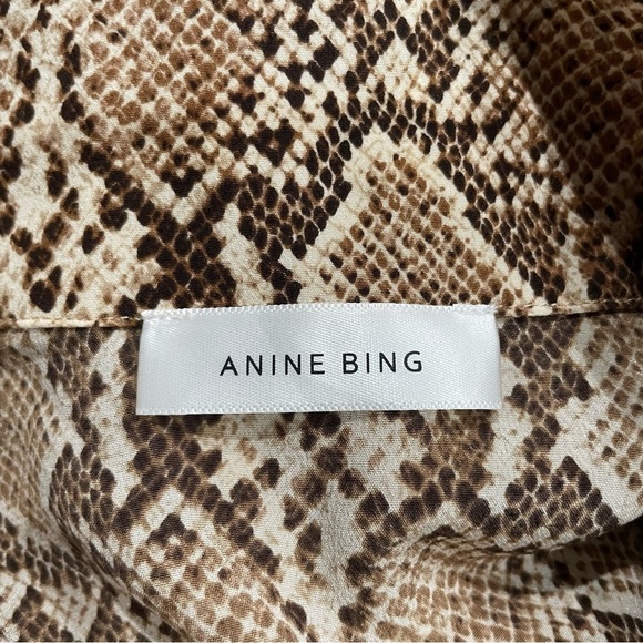 NEW ANINE BING Lilah Python Snake print Silk Crepe De Chine Shirt Size XS - Picture 7 of 11